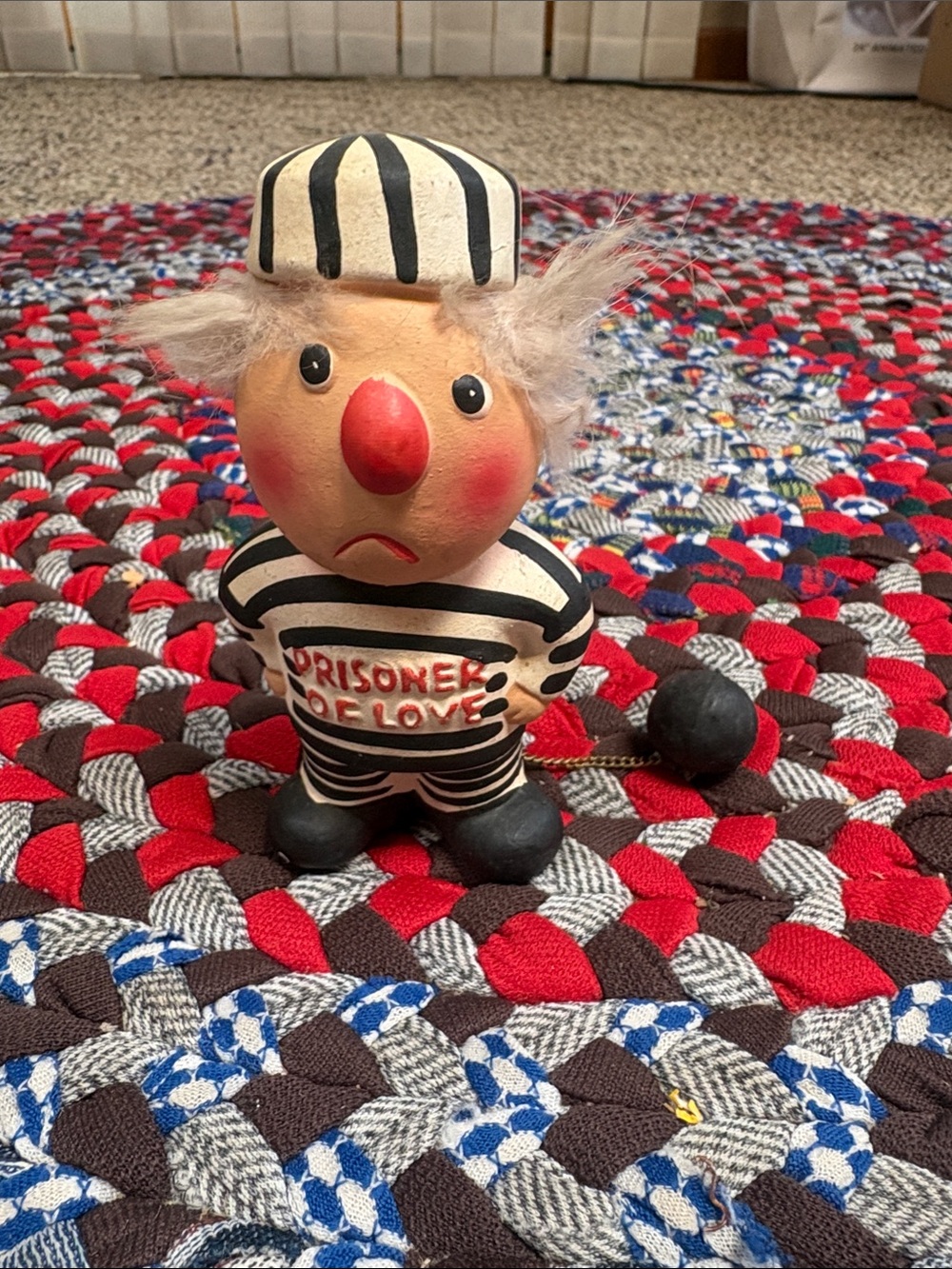 Enesco Vintage Striped 'Prisoner of Love' Figurine in Black, White, Red